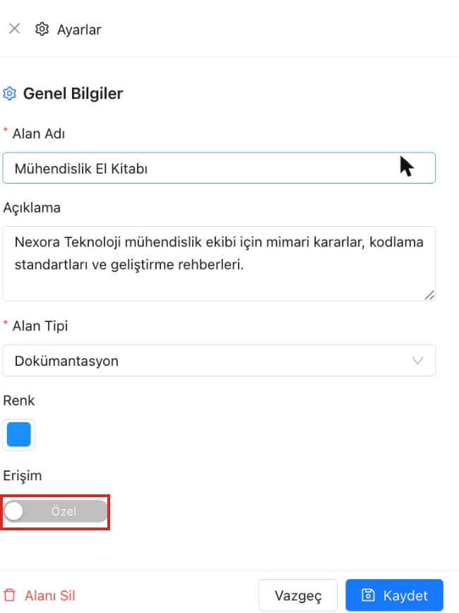 Alan Ayarları